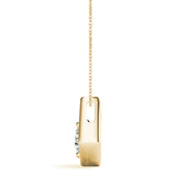 Yellow gold Round Diamond Rhombus Bezel Pendant 2