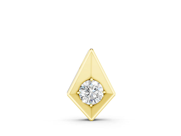 Yellow gold Round Diamond Rhombus Bezel Pendant
