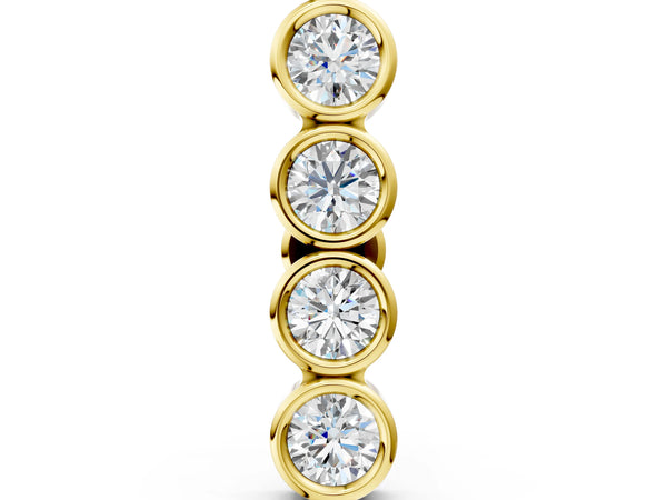 Yellow gold Round Diamond Row Flatback Earring