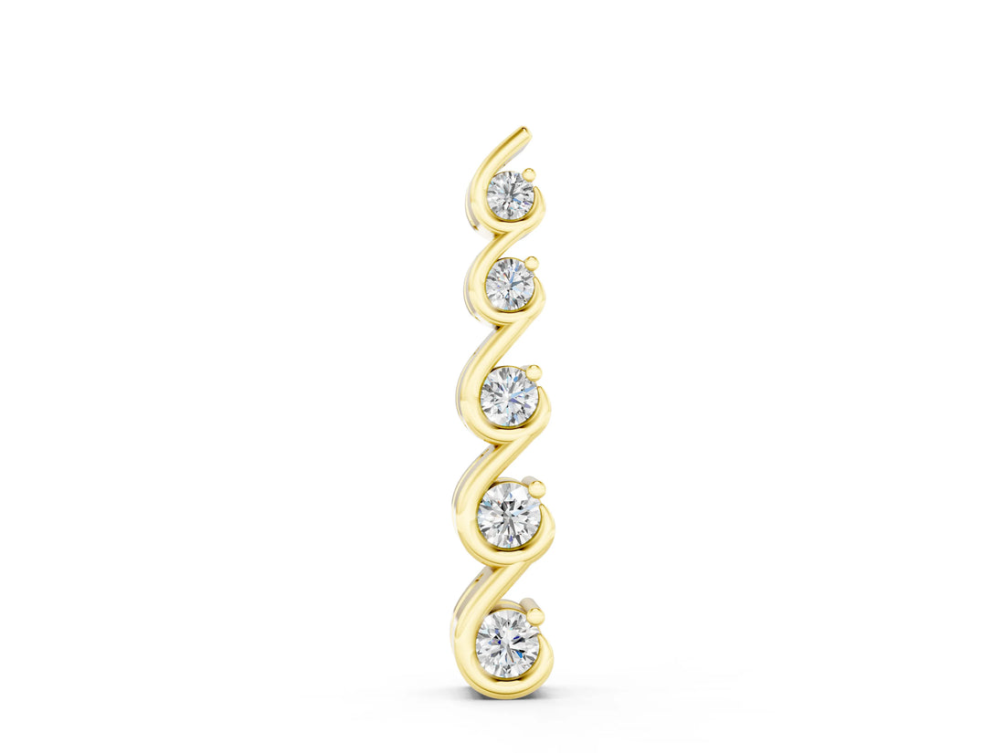 Yellow gold Round Diamond S-Curve Prong Pendant_6