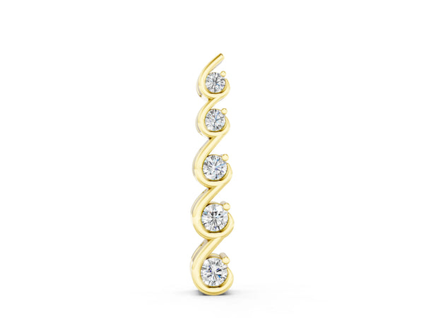 Yellow gold Round Diamond S-Curve Prong Pendant