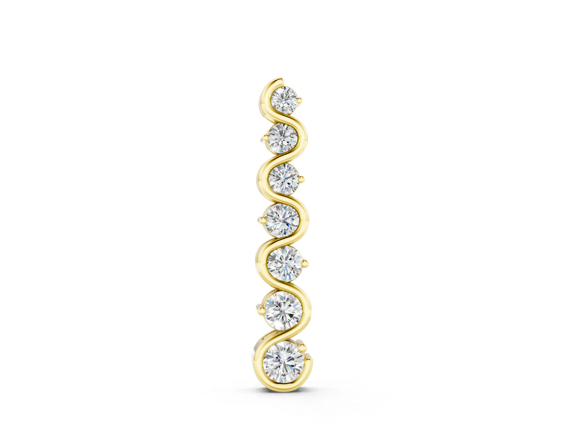 Yellow gold Round Diamond S-Curve Prong Set Pendant_6