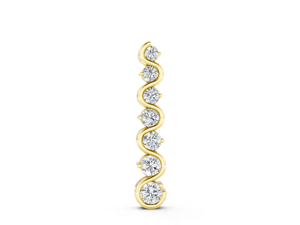 Yellow gold Round Diamond S-Curve Prong Set Pendant