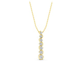 Yellow gold Round Diamond S-Curve Prong Set Pendant_7