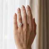 Yellow gold Round Diamond Scalloped Halo Ring with Pavé Band and Four-Prong Setting_12