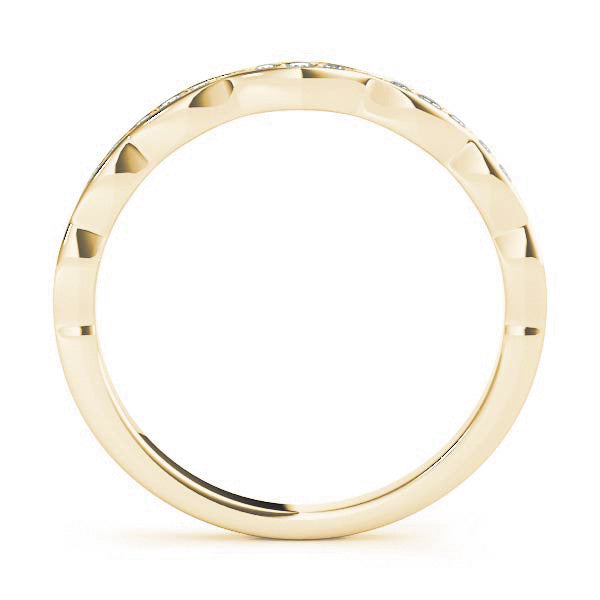 Yellow gold Round Diamond Scalloped Pavé Eternity Band 1