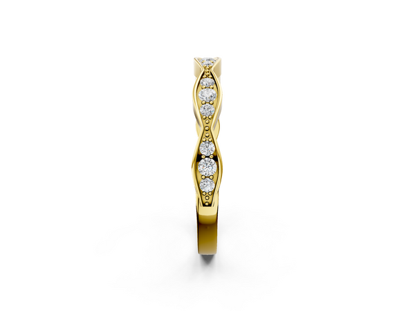 Yellow gold Round Diamond Scalloped Pavé Eternity Band