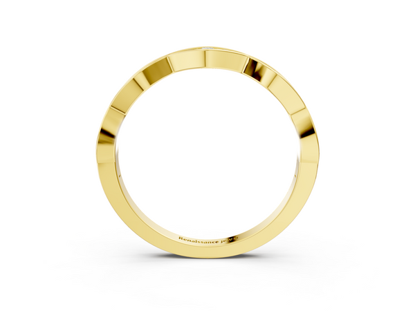 Yellow gold Round Diamond Scalloped Pavé Eternity Band