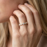 10K Yellow Gold Round Diamond Scalloped Prong Set Eternity Band