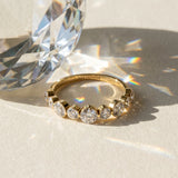 10K Yellow Gold Round Diamond Scalloped Prong Set Eternity Band