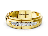 Yellow gold Round Diamond Seven-Stone Channel Set Mens Band