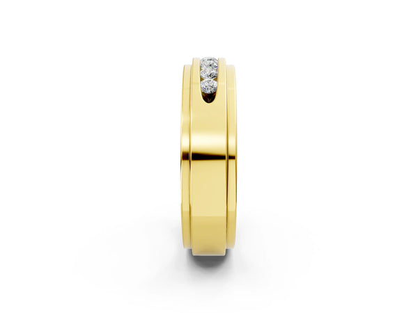 Yellow gold Round Diamond Seven-Stone Channel Set Mens Band