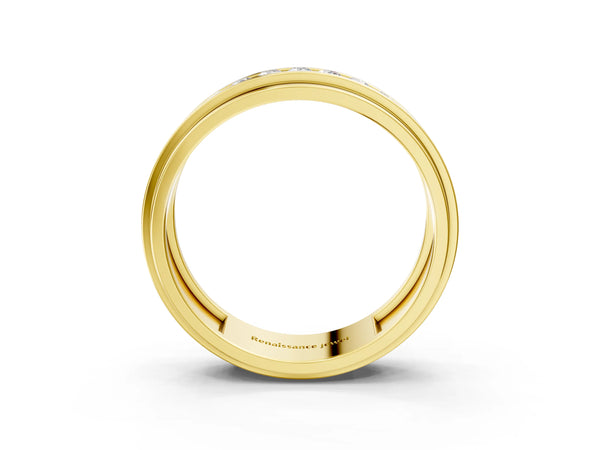 Yellow gold Round Diamond Seven-Stone Channel Set Mens Band
