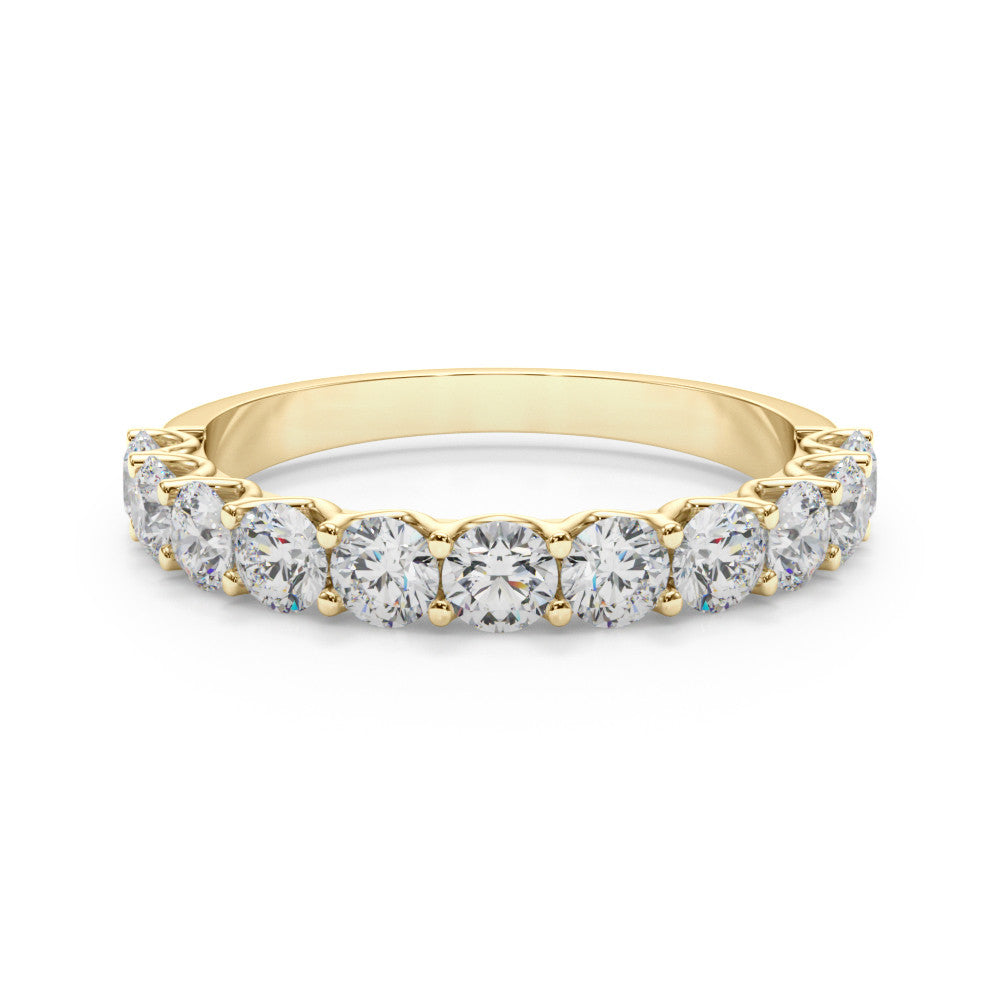 Yellow gold Round Diamond Shared Prong Eternity Band 1