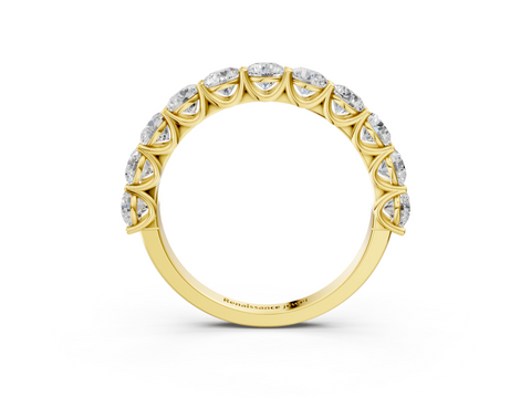 Yellow gold Round Amethyst Shared Prong Eternity Band