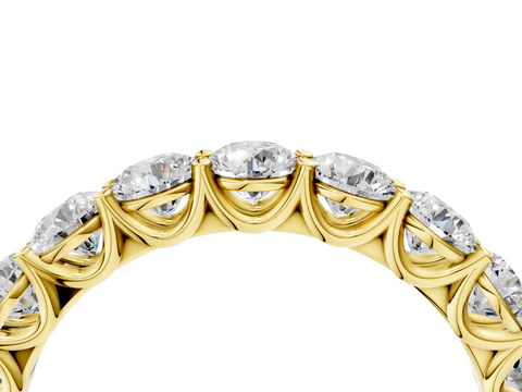 Yellow gold Round Blue Topaz Shared Prong Eternity Band