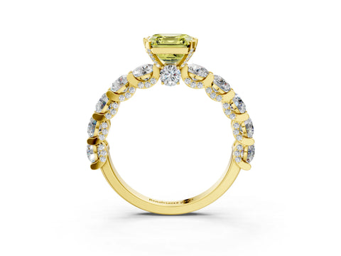 Yellow gold Round Diamond Side Stone Engagement Ring with Six-Prong Setting_10