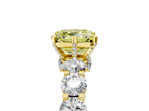 Yellow gold Round Diamond Side Stone Engagement Ring with Six-Prong Setting_12