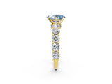 Yellow gold Round Diamond Side Stone Engagement Ring with Six-Prong Setting_13