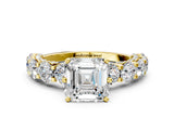 Yellow gold Round Diamond Side Stone Engagement Ring with Six-Prong Setting_13