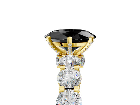 Yellow gold Round Diamond Side Stone Engagement Ring with Six-Prong Setting_13