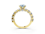 Yellow gold Round Diamond Side Stone Engagement Ring with Six-Prong Setting_14