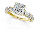 Yellow gold Round Diamond Side Stone Engagement Ring with Six-Prong Setting_14