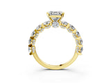 Yellow gold Round Diamond Side Stone Engagement Ring with Six-Prong Setting_16