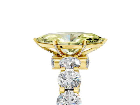Yellow gold Round Diamond Side Stone Engagement Ring with Six-Prong Setting_17