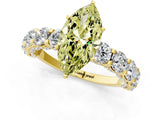 Yellow gold Round Diamond Side Stone Engagement Ring with Six-Prong Setting_1