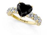 Yellow gold Round Diamond Side Stone Engagement Ring with Six-Prong Setting_1