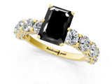Yellow gold Round Diamond Side Stone Engagement Ring with Six-Prong Setting_1