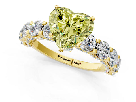 Yellow gold Round Diamond Side Stone Engagement Ring with Six-Prong Setting_1