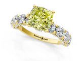 Yellow gold Round Diamond Side Stone Engagement Ring with Six-Prong Setting_1