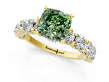Yellow gold Round Diamond Side Stone Engagement Ring with Six-Prong Setting_1