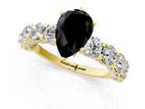 Yellow gold Round Diamond Side Stone Engagement Ring with Six-Prong Setting_1