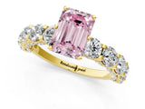 Yellow gold Round Diamond Side Stone Engagement Ring with Six-Prong Setting_1