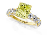 Yellow gold Round Diamond Side Stone Engagement Ring with Six-Prong Setting_1