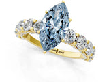 Yellow gold Round Diamond Side Stone Engagement Ring with Six-Prong Setting_1