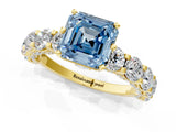 Yellow gold Round Diamond Side Stone Engagement Ring with Six-Prong Setting_1
