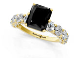 Yellow gold Round Diamond Side Stone Engagement Ring with Six-Prong Setting_1