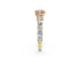 Yellow gold Round Diamond Side Stone Engagement Ring with Six-Prong Setting_2