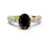 Yellow gold Round Diamond Side Stone Engagement Ring with Six-Prong Setting_20