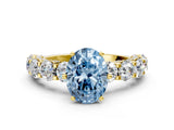 Yellow gold Round Diamond Side Stone Engagement Ring with Six-Prong Setting_23