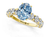Yellow gold Round Diamond Side Stone Engagement Ring with Six-Prong Setting_24