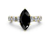 Yellow gold Round Diamond Side Stone Engagement Ring with Six-Prong Setting_24