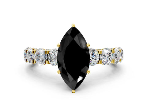 Yellow gold Round Diamond Side Stone Engagement Ring with Six-Prong Setting_24