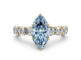 Yellow gold Round Diamond Side Stone Engagement Ring with Six-Prong Setting_24