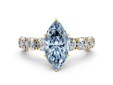 Yellow gold Round Diamond Side Stone Engagement Ring with Six-Prong Setting_24