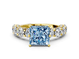 Yellow gold Round Diamond Side Stone Engagement Ring with Six-Prong Setting_24